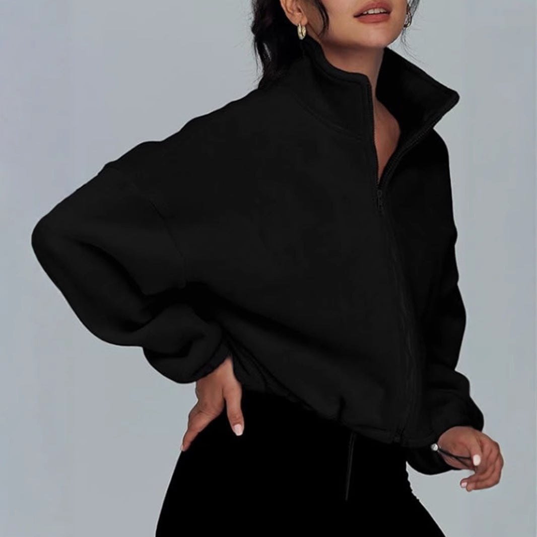 Loose Lapel Cardigan Zipper Sweater