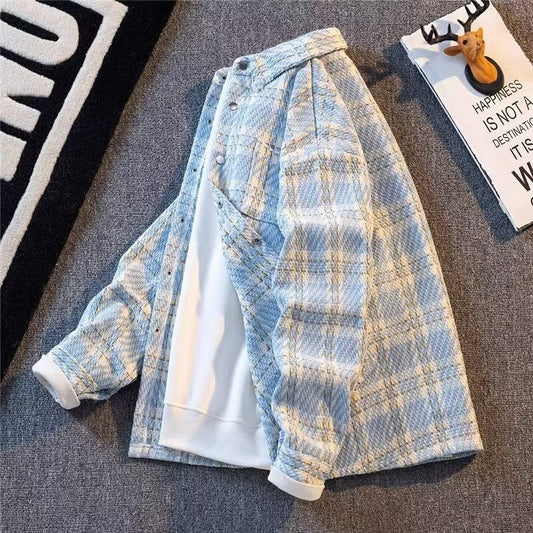Casual All-matching Tops High-grade Plaid Shirt Jacket