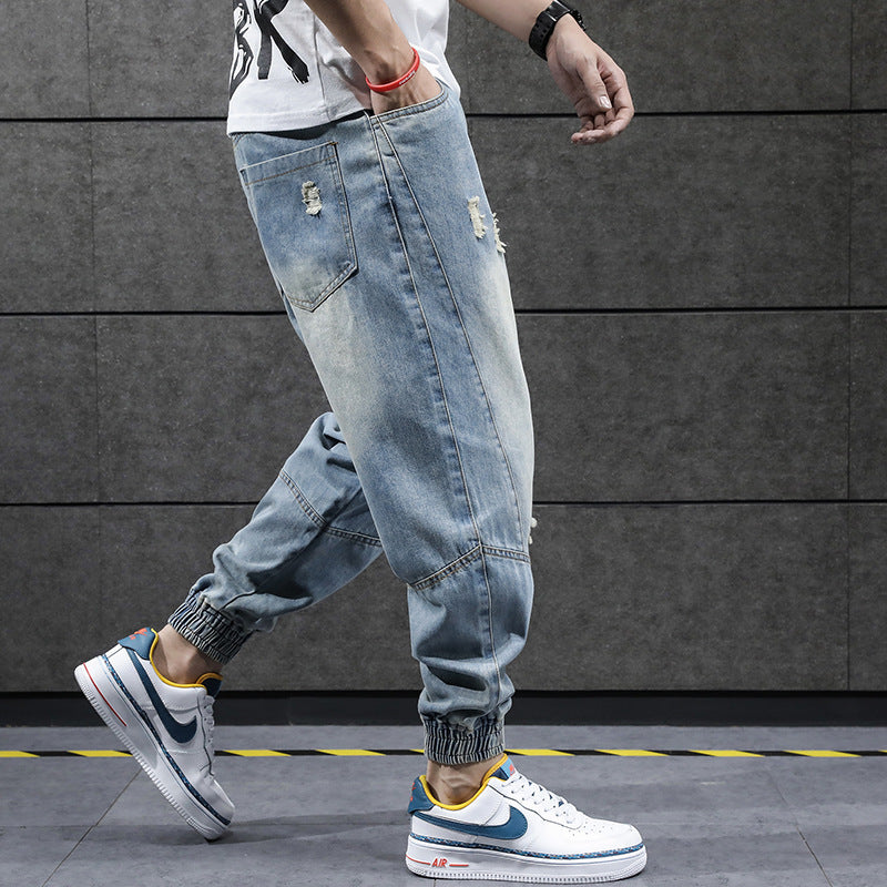 Men's Korean Style Cropped Trousers  Trendy Casual Loose Harem Pants