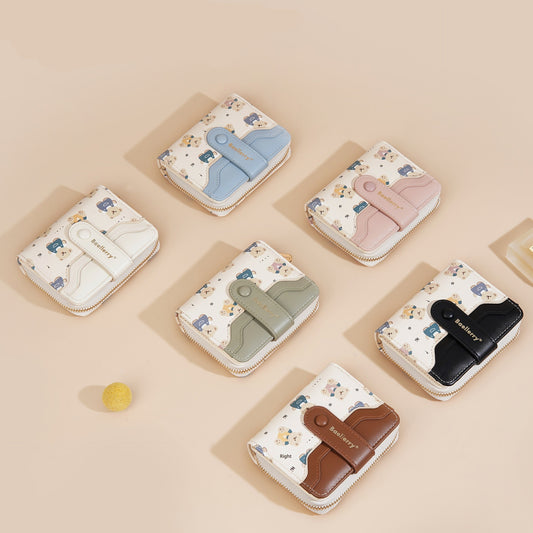 Short Little Bear Cartoon Printed Women's Wallet