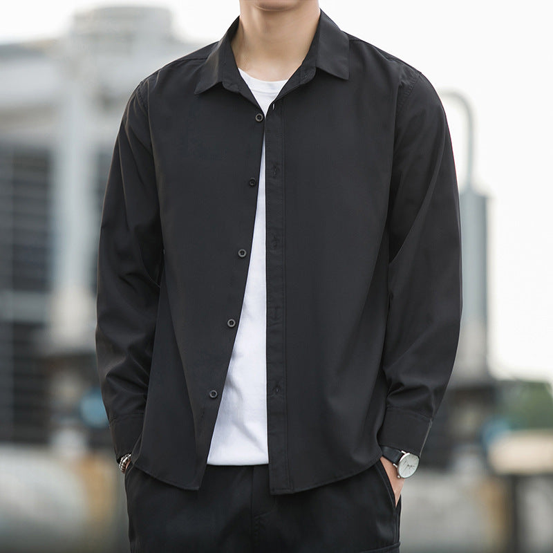 Men's Ice Silk Drape Long Sleeved Loose Casual Shirt