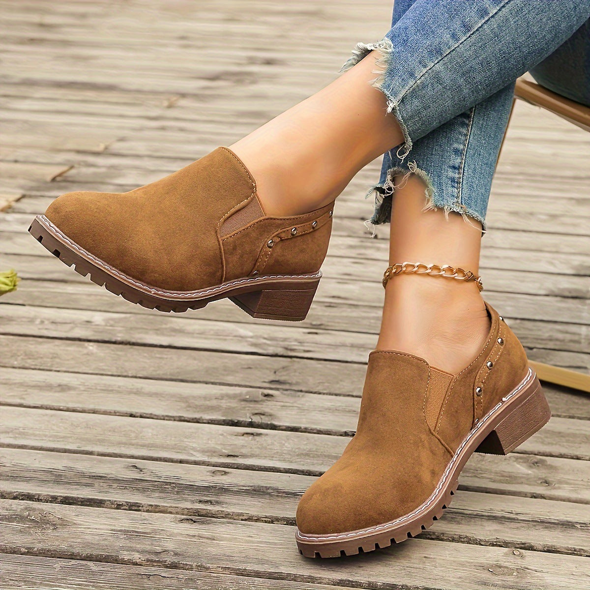 Plus Size All-match Casual Thick Heel Ankle Boots