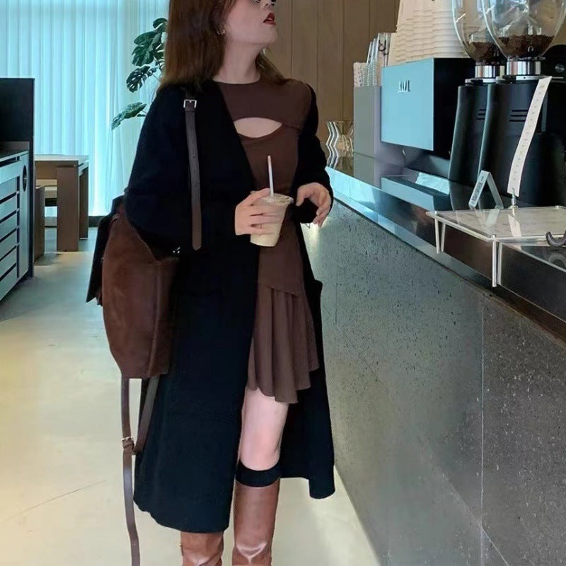 Women's French-style Mid-length Knitted Cardigan