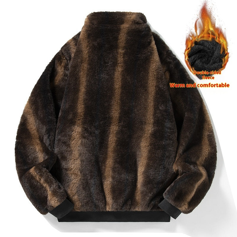 New Velvet Stand Collar Hooded Jacket For Men