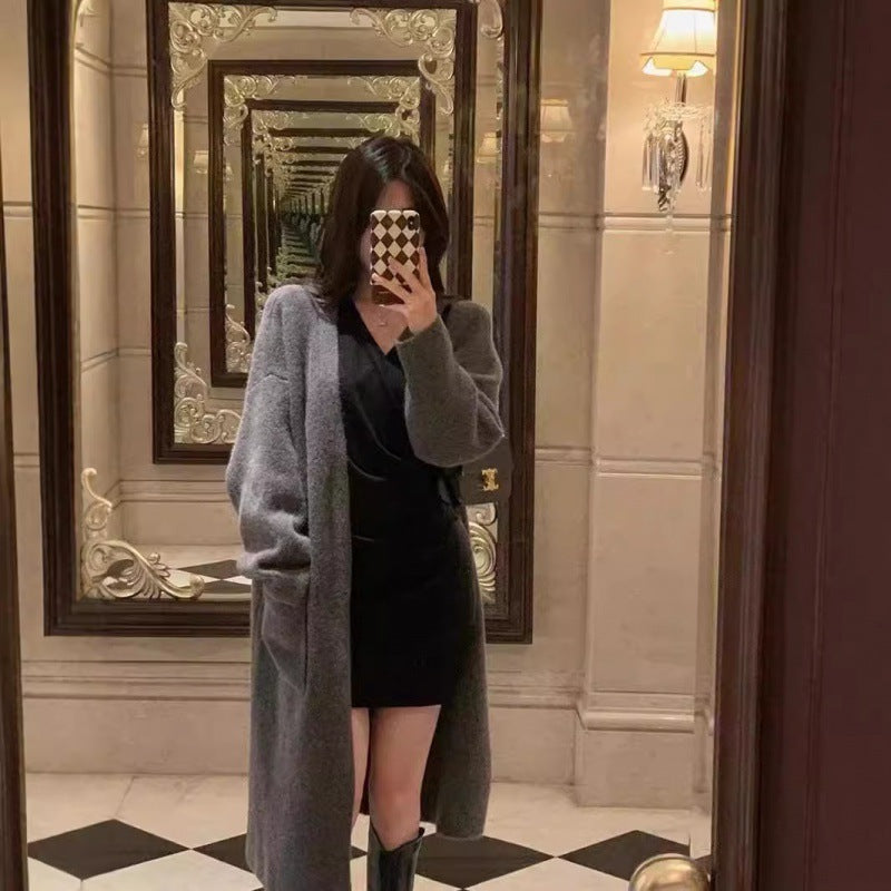 Women's French-style Mid-length Knitted Cardigan