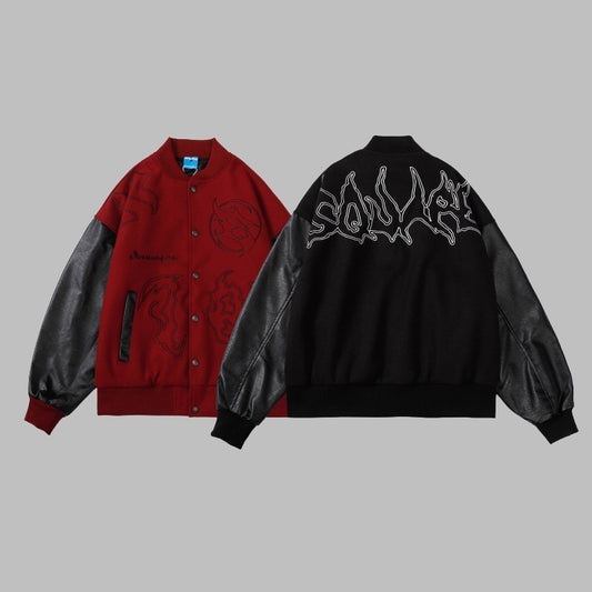 Letter Embroidery Contrast Color Coat Workwear Jacket For Men