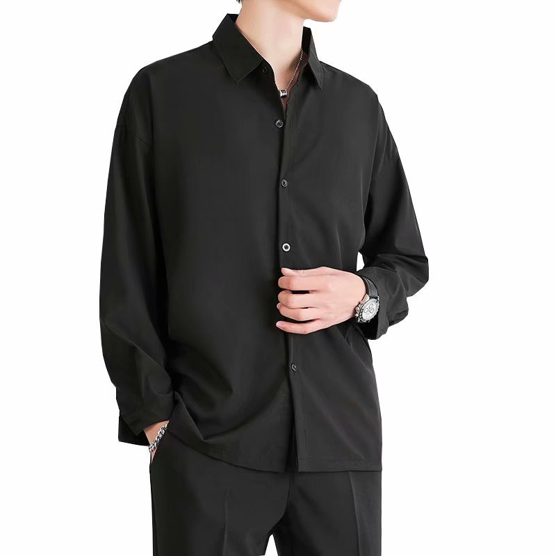 Men's Ice Silk Drape Long Sleeved Loose Casual Shirt