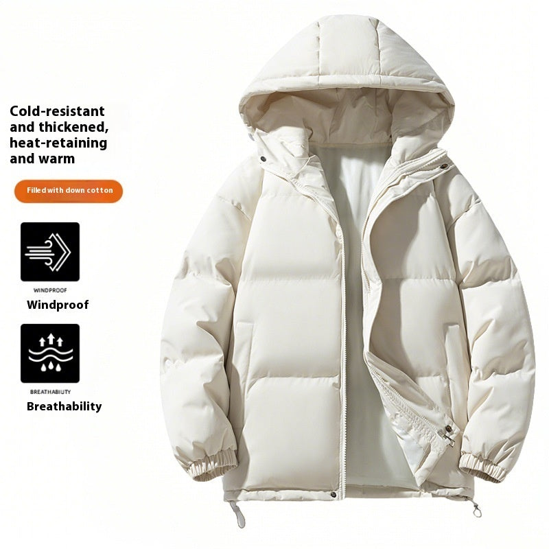 Down Cotton-padded Jacket Men's Loose And Warm Hooded Bread Coat
