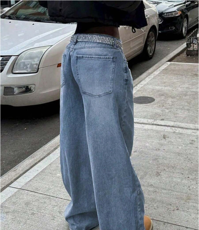 Street Style Loose Distressed Retro Washed Wide Leg Jeans