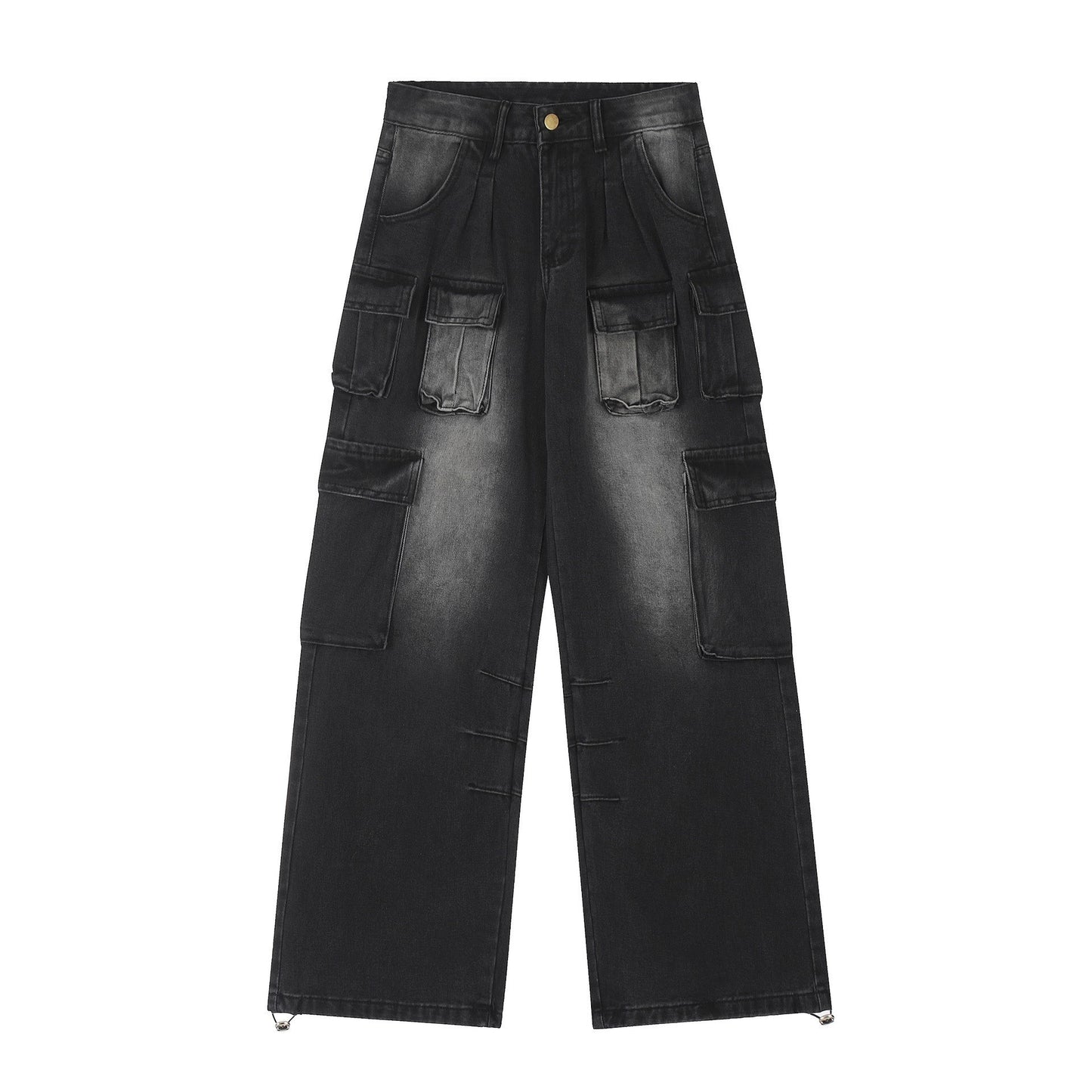 Multi-pocket Loose Multi-pocket Washed Distressed Pants