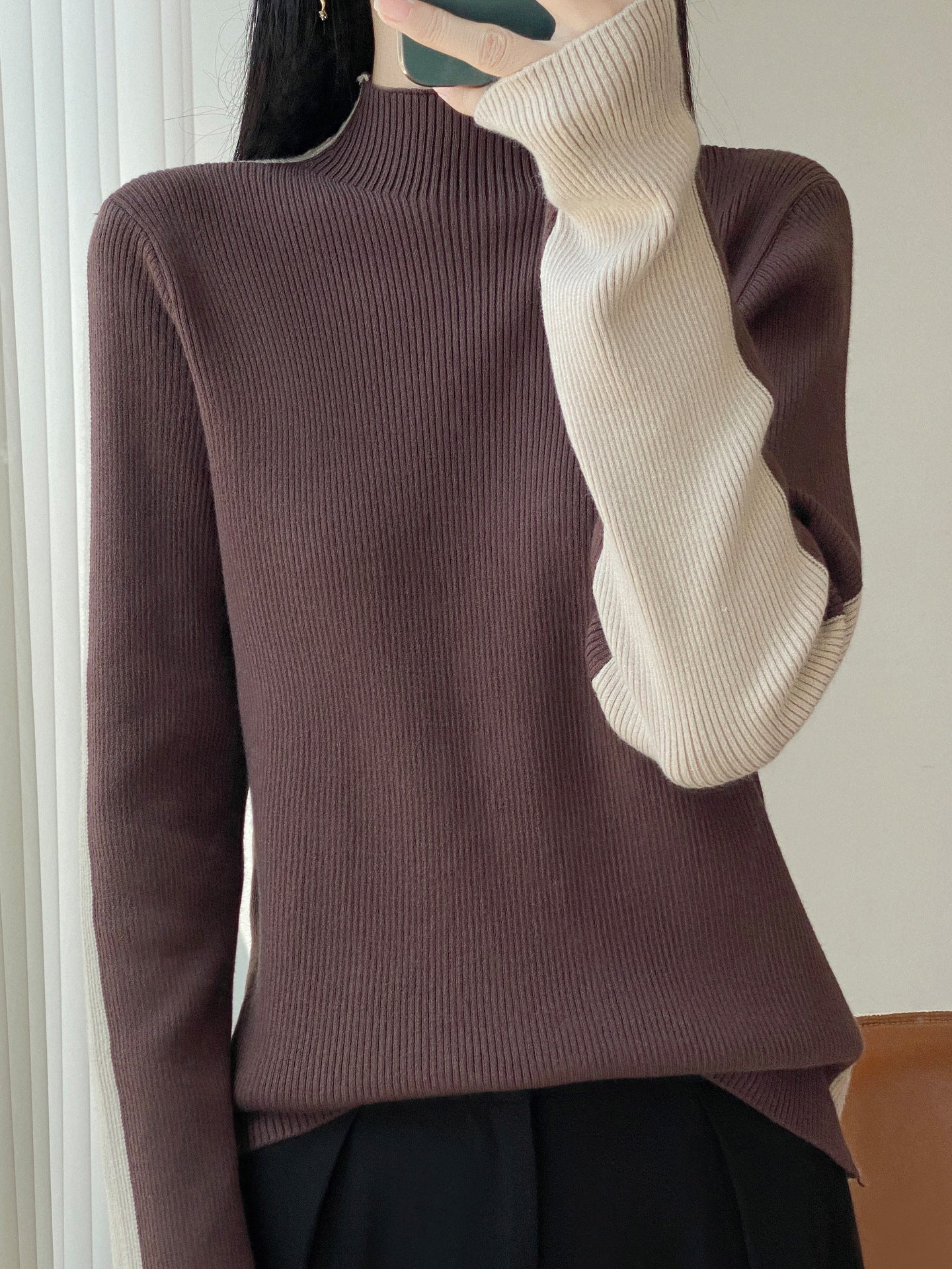 Autumn And Winter Two Sides Can Wear Color Matching Knitted Sweater