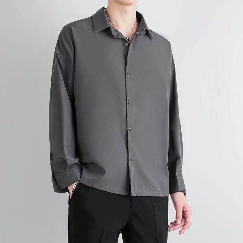 Men's Ice Silk Drape Long Sleeved Loose Casual Shirt