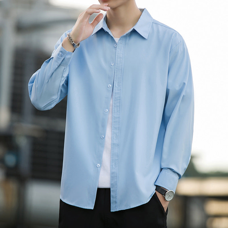 Men's Ice Silk Drape Long Sleeved Loose Casual Shirt