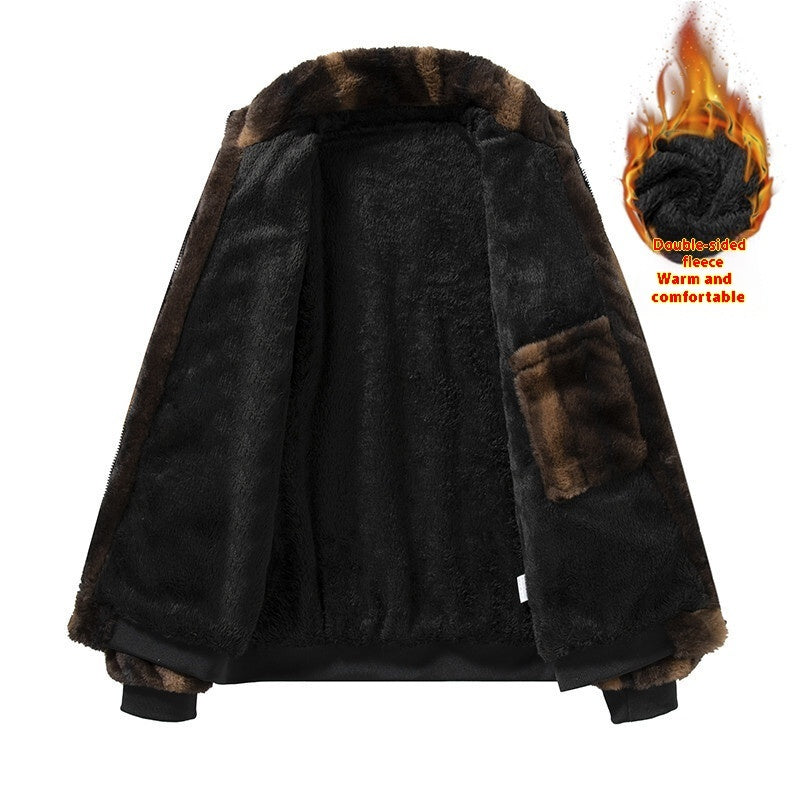 New Velvet Stand Collar Hooded Jacket For Men