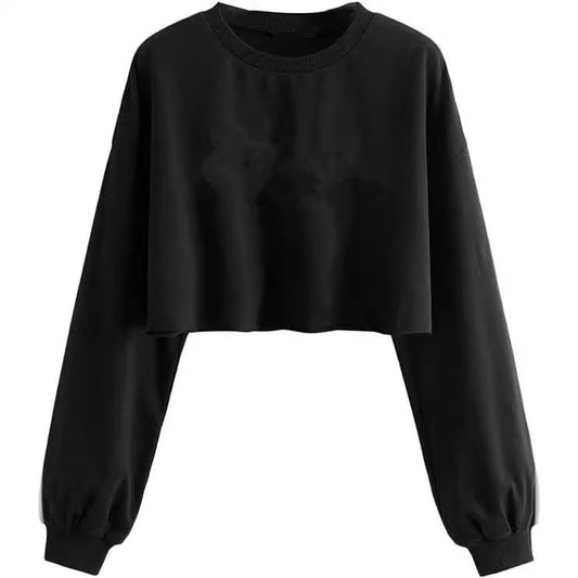 Women's Autumn And Winter New Solid Color With Fur Loose O-neck Short Sweater