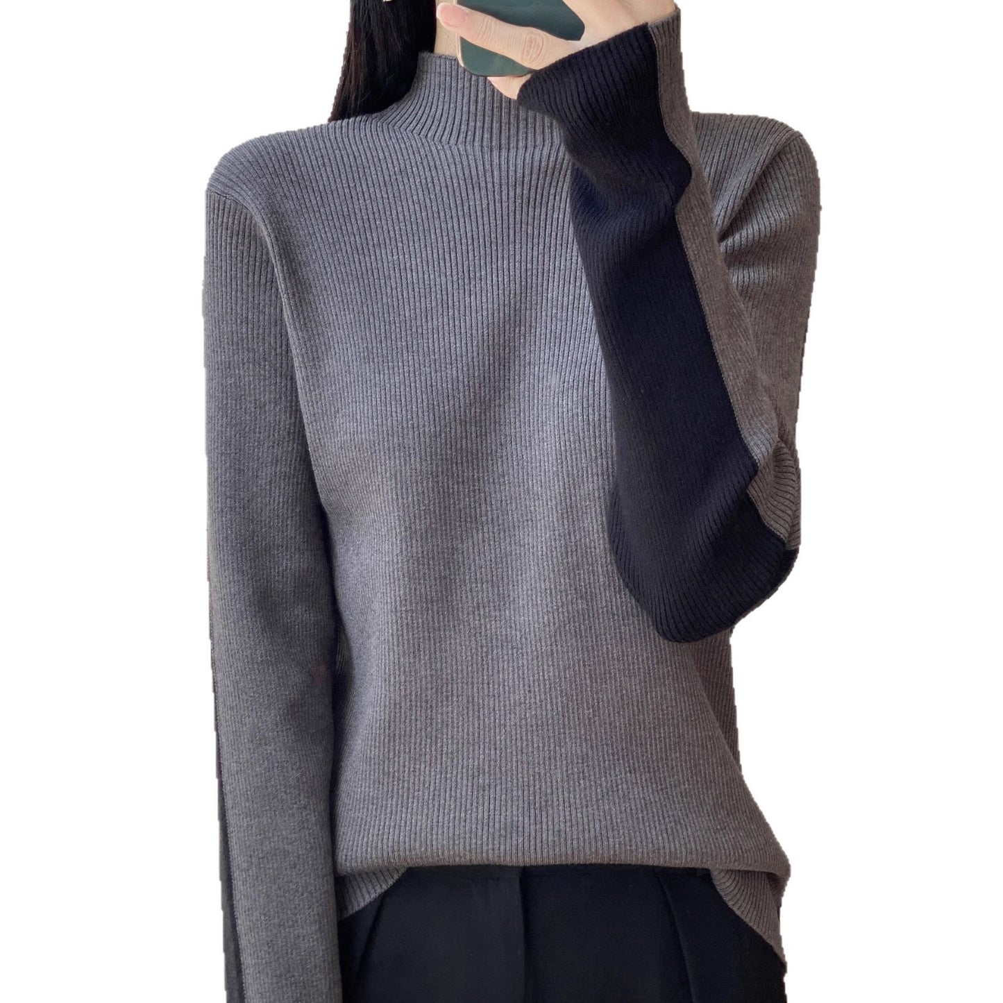Autumn And Winter Two Sides Can Wear Color Matching Knitted Sweater