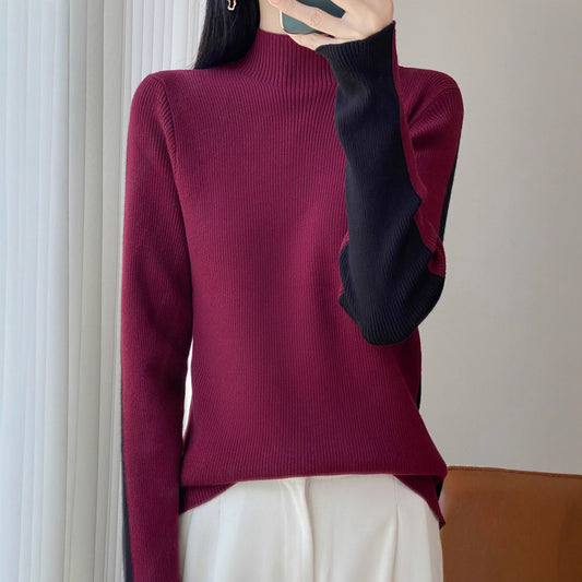 Autumn And Winter Two Sides Can Wear Color Matching Knitted Sweater