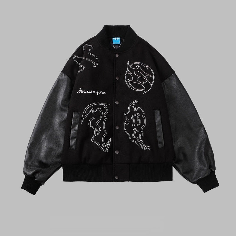 Letter Embroidery Contrast Color Coat Workwear Jacket For Men