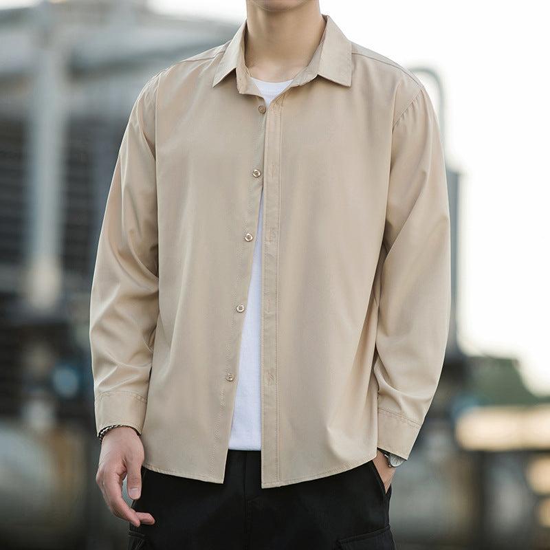 Men's Ice Silk Drape Long Sleeved Loose Casual Shirt