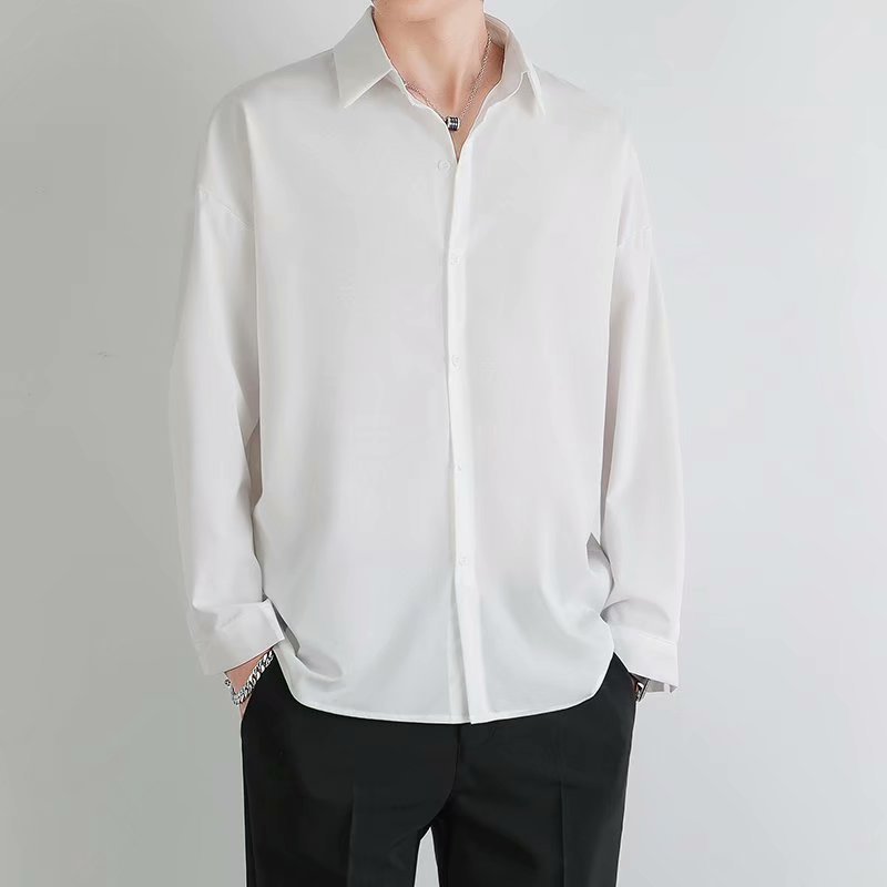 Men's Ice Silk Drape Long Sleeved Loose Casual Shirt