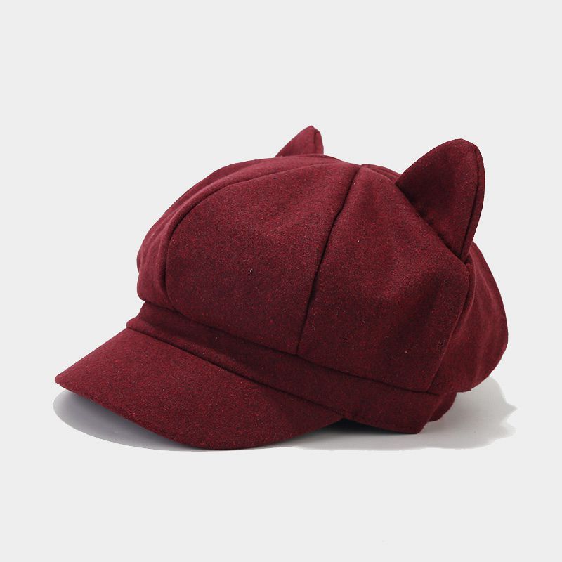 Retro Woolen Peaked Cap Women's Solid Color Painter Cap Tide