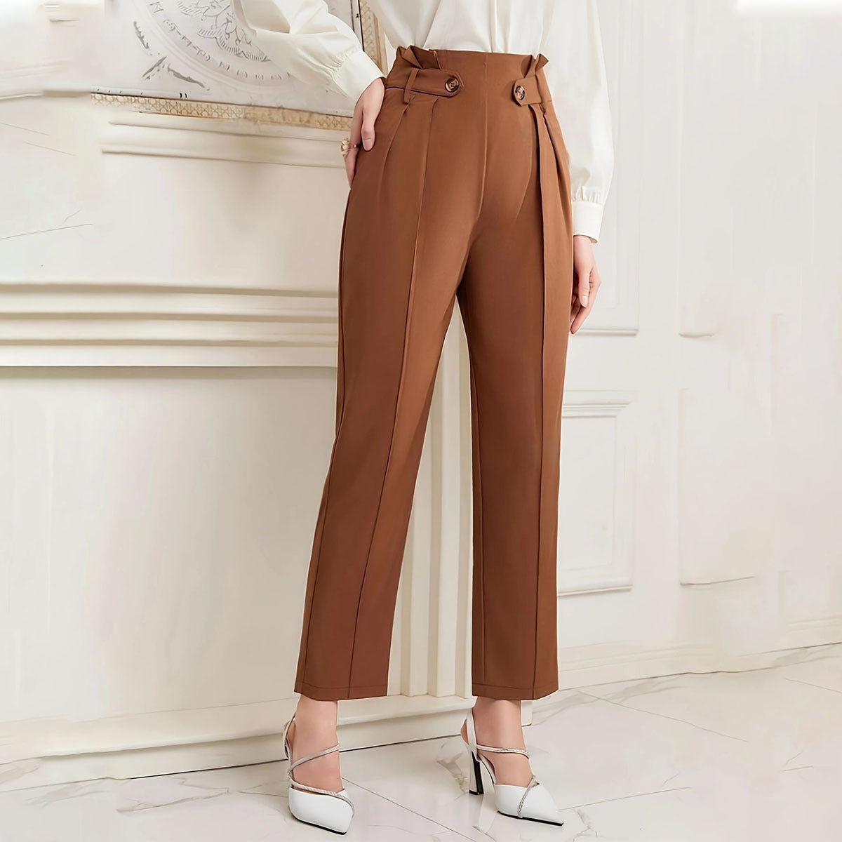 Women's Straight Ankle-length Suit Pants
