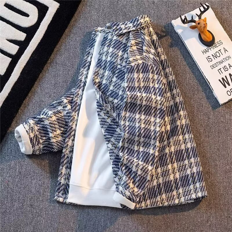 Casual All-matching Tops High-grade Plaid Shirt Jacket