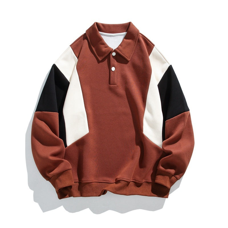 Trendy Loose Pure Color Cotton Lapel Sweater