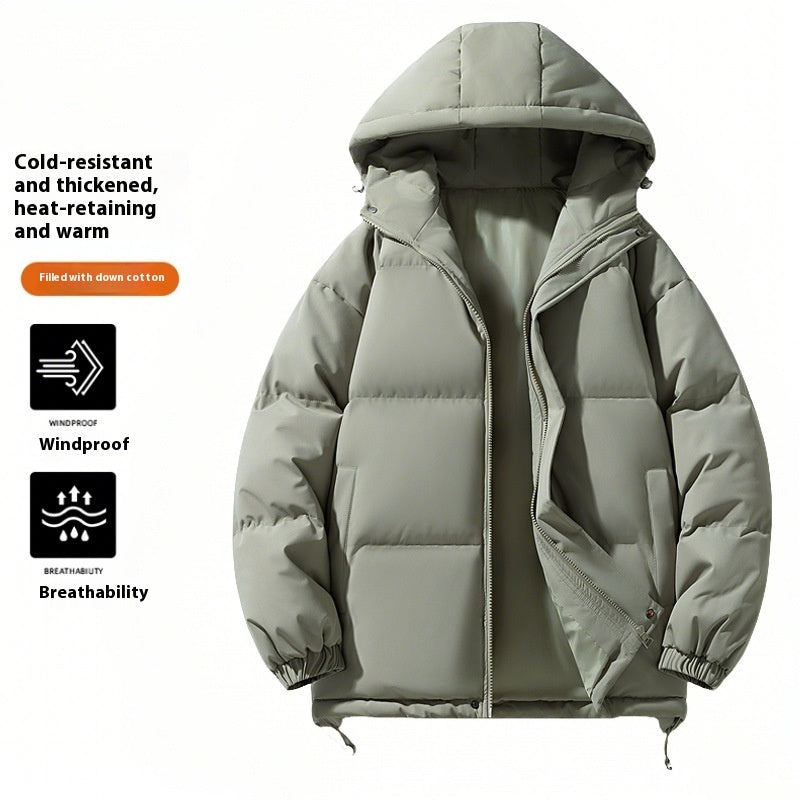 Down Cotton-padded Jacket Men's Loose And Warm Hooded Bread Coat