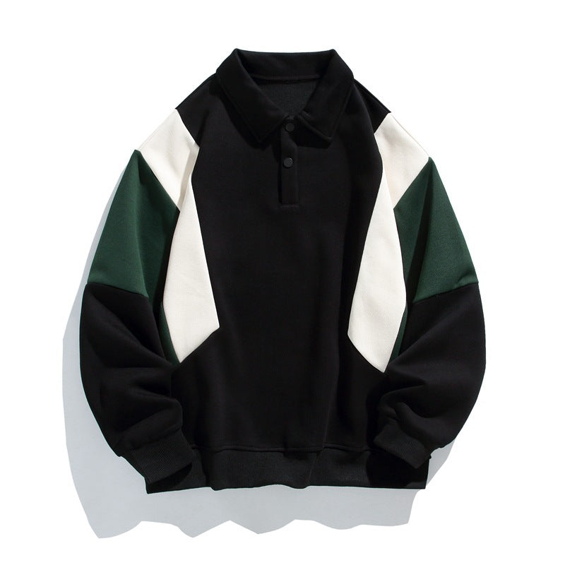 Trendy Loose Pure Color Cotton Lapel Sweater