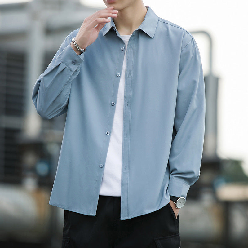 Men's Ice Silk Drape Long Sleeved Loose Casual Shirt