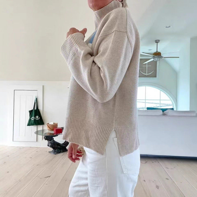 Turtleneck Idle Style All-match Letters Long Sleeve Sweater Loose