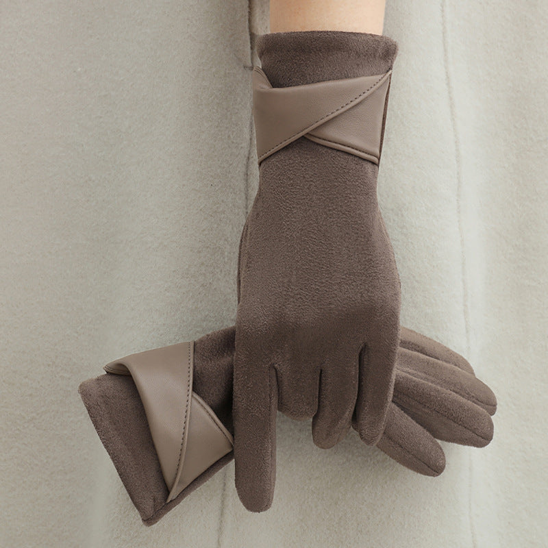 Women's Fleece-lined Warm Graceful Bow Gloves