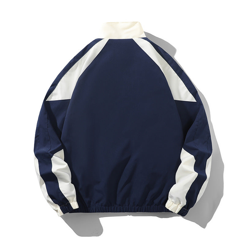 Men's Casual Spring And Autumn Outdoor Stitching Contrast Color Jacket