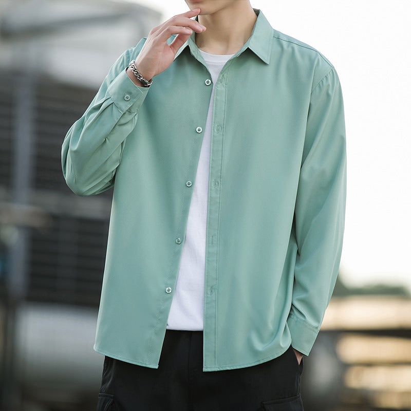 Men's Ice Silk Drape Long Sleeved Loose Casual Shirt