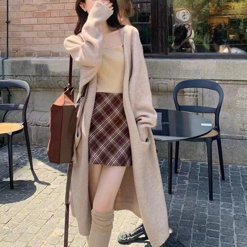 Women's French-style Mid-length Knitted Cardigan