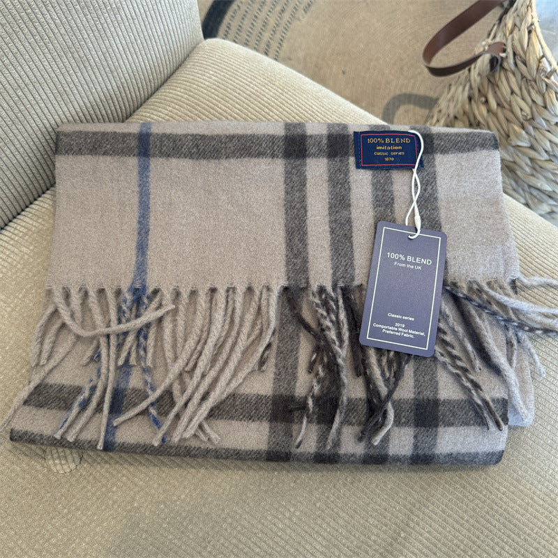 Unisex Cashmere-like Plaid Light Luxury Scarf