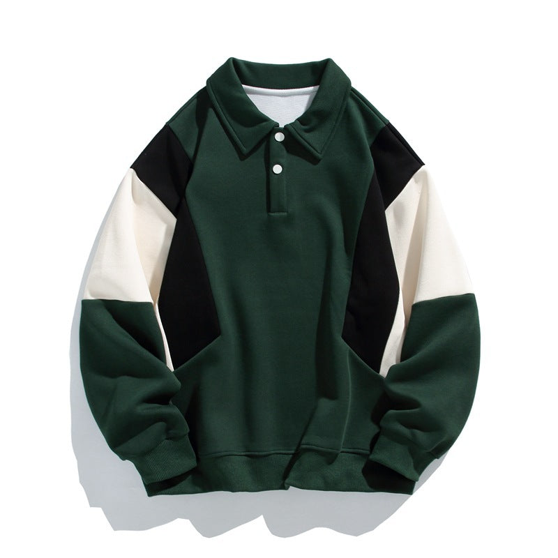 Trendy Loose Pure Color Cotton Lapel Sweater