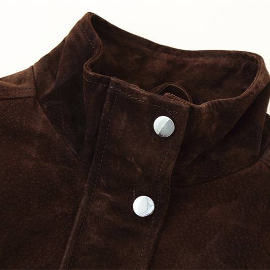 Women's Pocket Decoration Suede Jacket