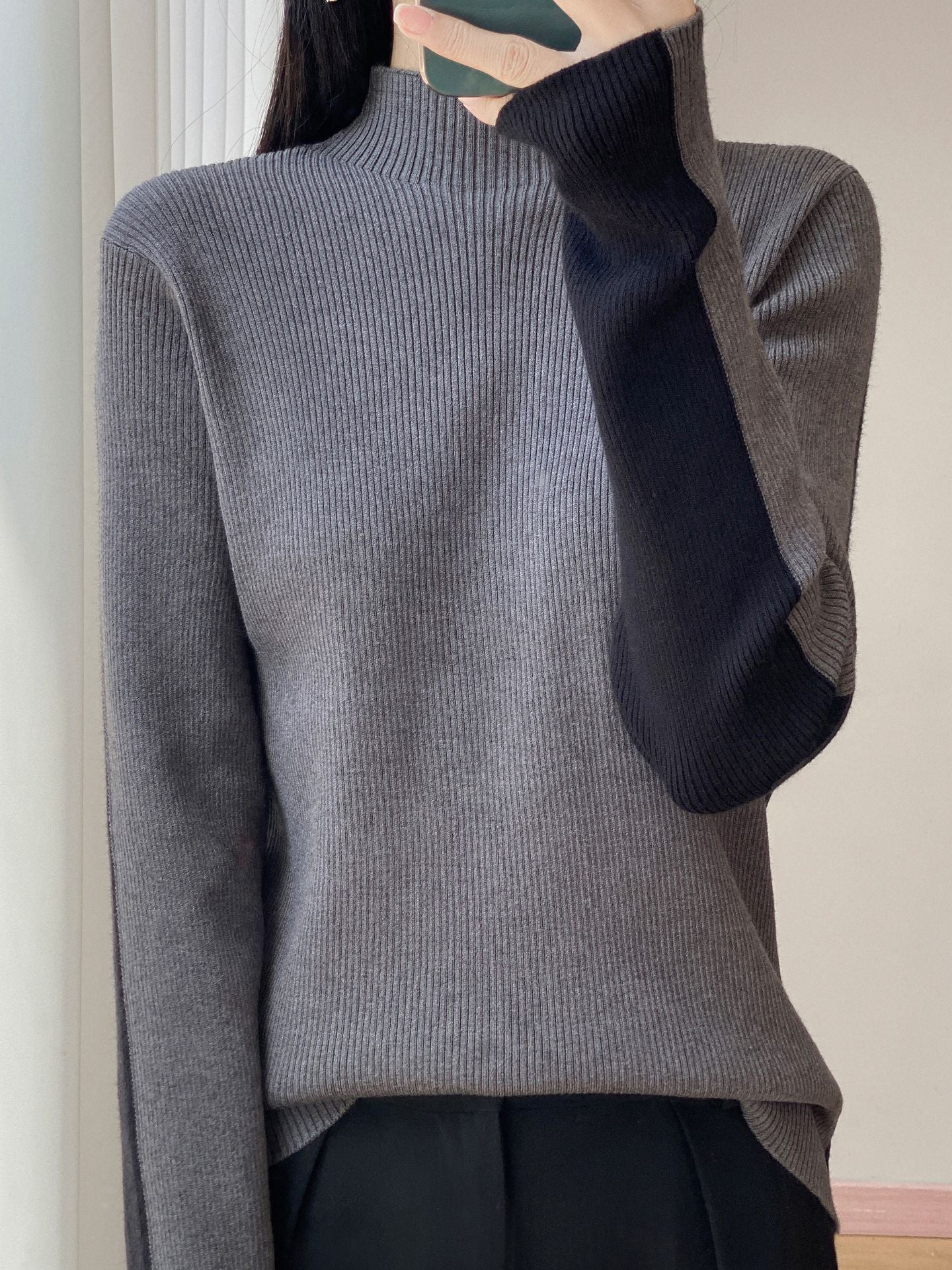 Autumn And Winter Two Sides Can Wear Color Matching Knitted Sweater